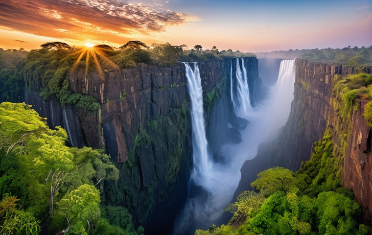 잠비아 항공편 예약 - **A Family Safari Adventure in Zambia:** A vibrant, sun-drenched scene capturing a family of four (t...